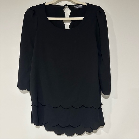 Papermoon | Stitch Fix Violeta Black Blouse Scalloped Small - Picture 1 of 6